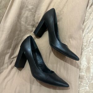 Calvin Klein Elegant Black faux leather pointed toe heels/ pumps